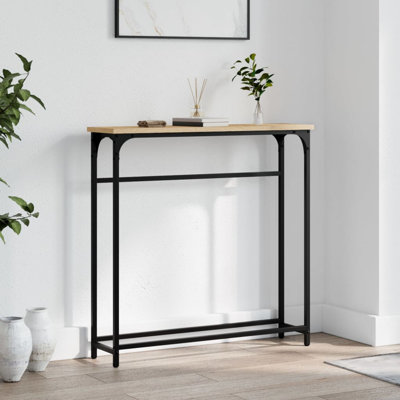 Console en bois d'ingénierie, pieds ajustables en métal