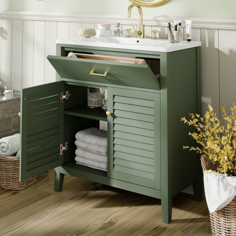 Meuble-lavabo simple 30 po avec plateau en céramique Orsina