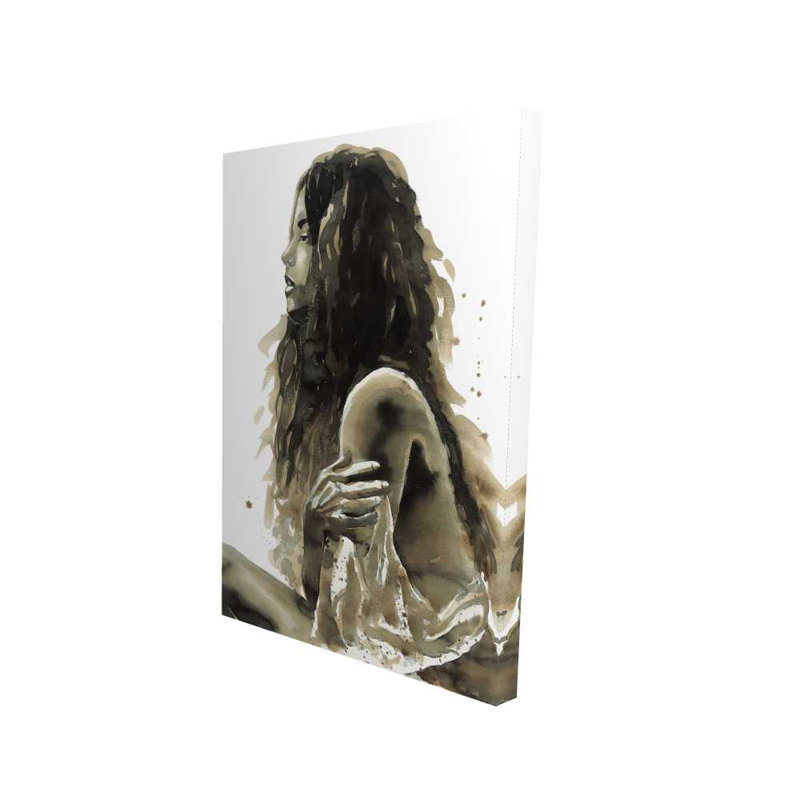 Femme en sépia - Toile de salon brune | Décoration intérieure