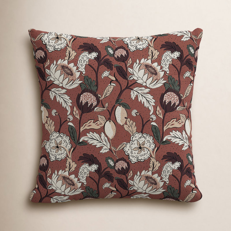 Housse de coussin en coton Arkins, 22 po x 22 po, Rose vieilli à motif floral Dottie OGA, Polyester