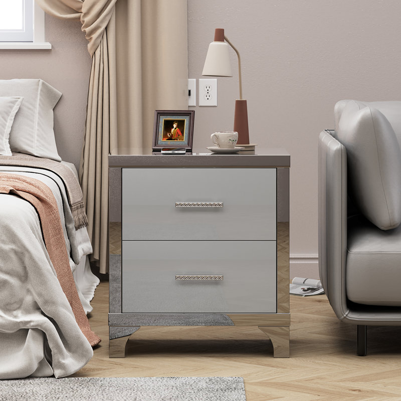 Table de bout moderne avec tiroirs, Gris