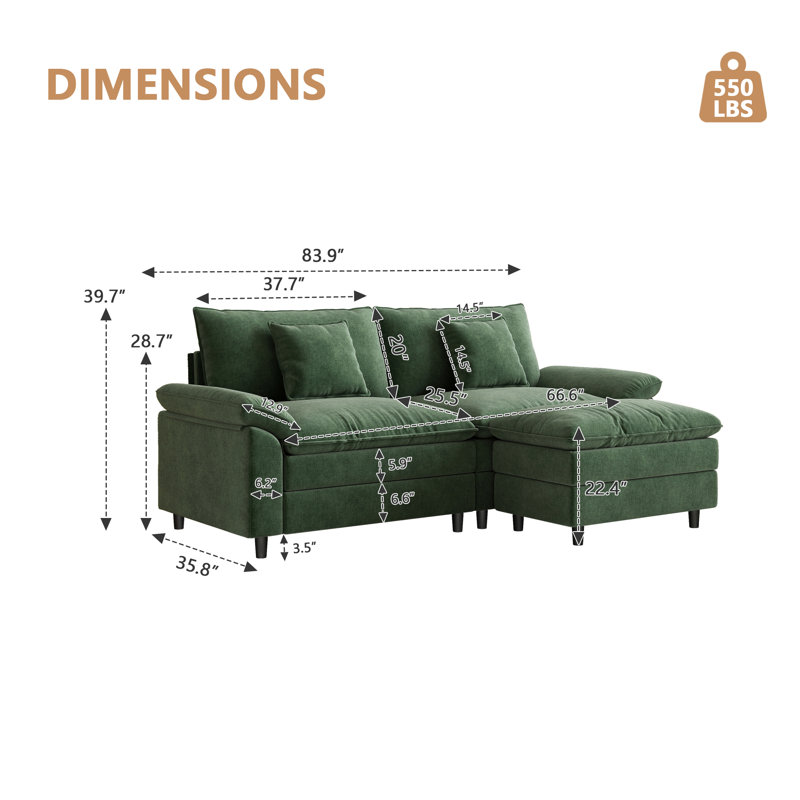 Canapé double Chenier avec une pédale, Vert