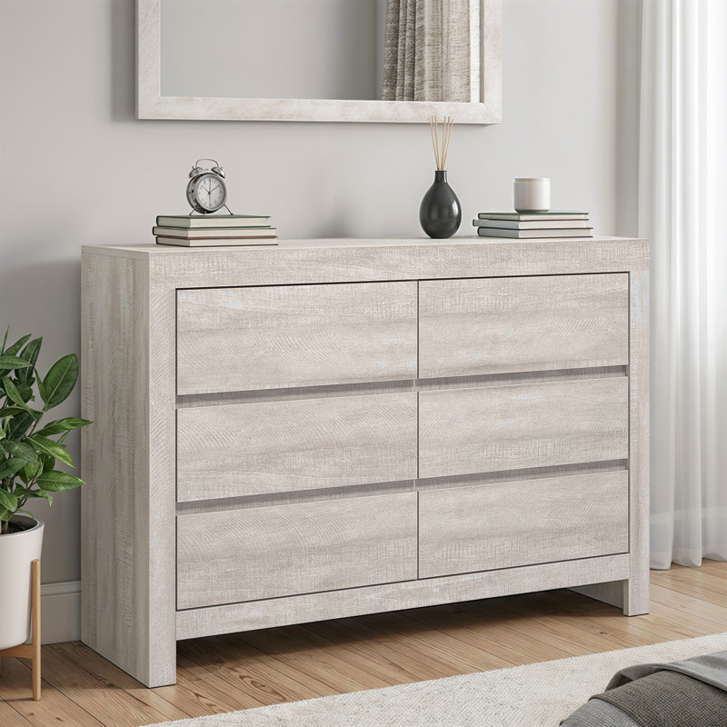 Cubbot 111.5cm W 6 - Drawer Chest of Drawers, Dusty Grey Oak