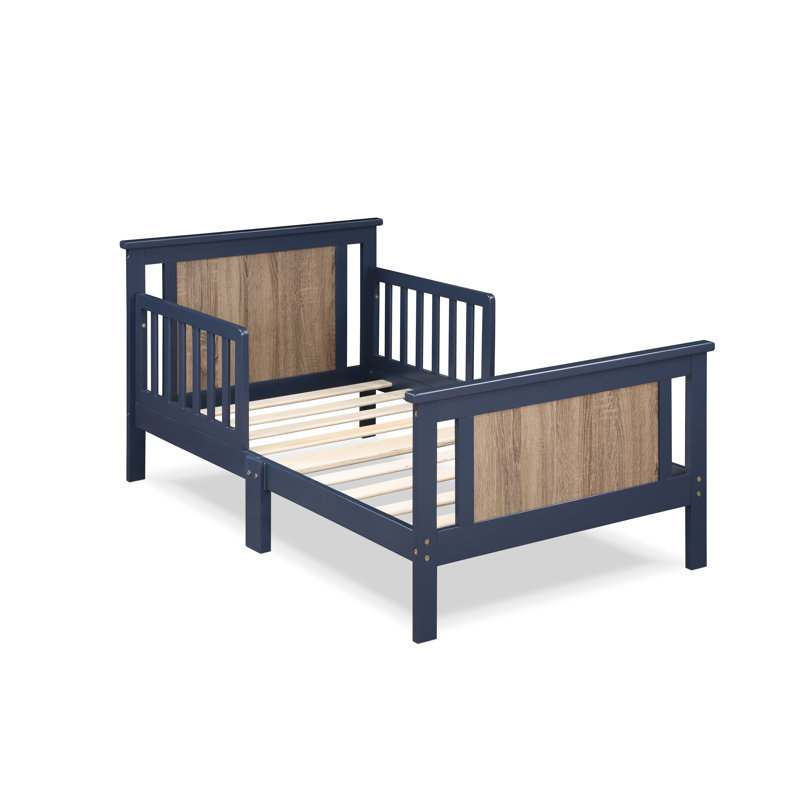 Connelly Toddler Bed and Nightstand Bundle, Midnight Blue, Black