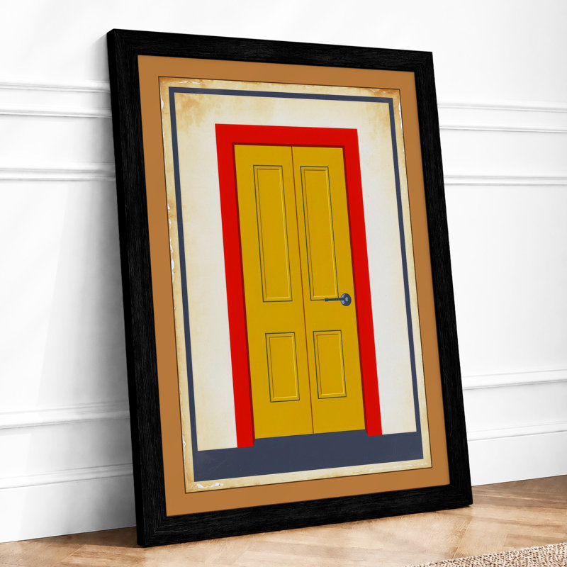 Yellow Door Study Minimalist - Framed Print, A1 - 84.1 x 59.4 cm, Black
