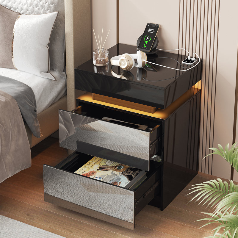 45cm W Bedside Table, Black