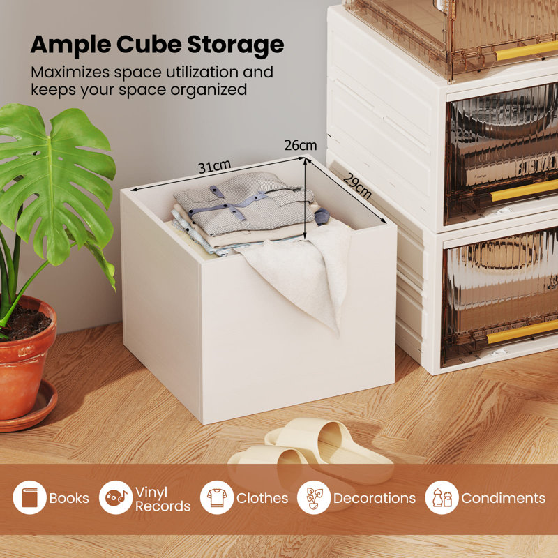 32cm H x 34cm W Cube Bookcase, White