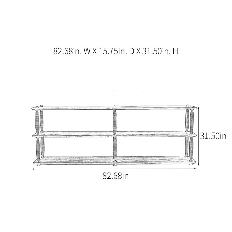 Console Retro, H 31,5 po x l 82,68 po x P 15,75 po