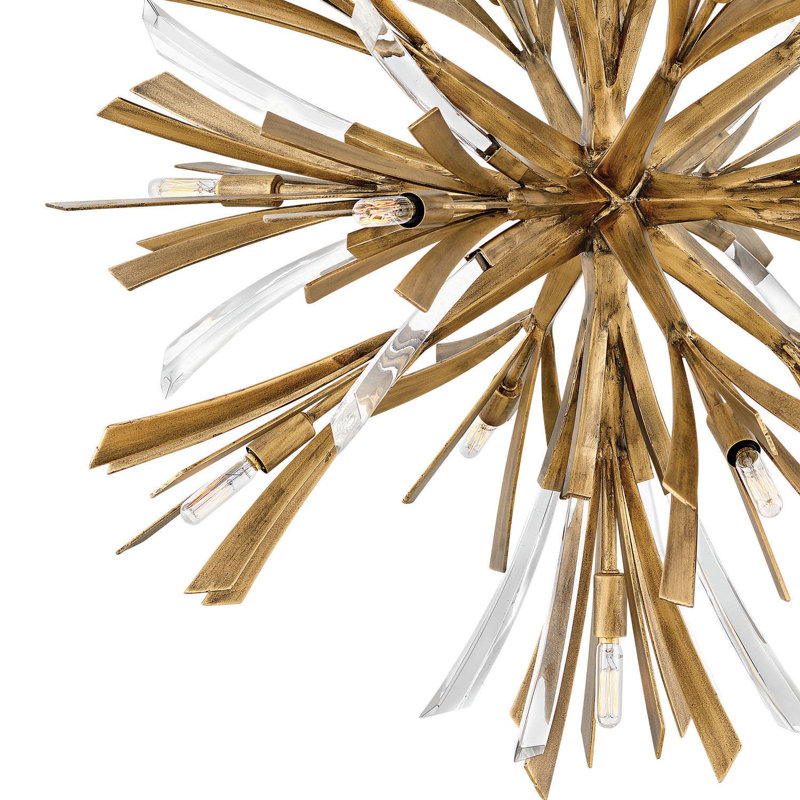 Vida Thirteen-Light Modern Orb Hanging Chandelier w/ Crystal Accents, 42"H x 36"W x 36"D