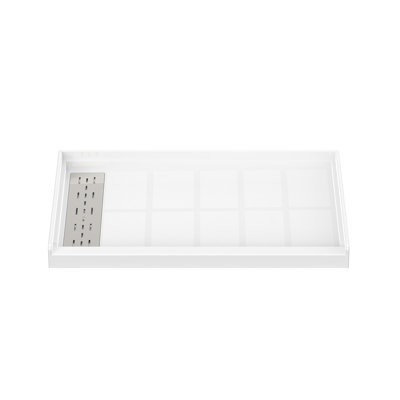 Bases de douche rectangulaires à simple seuil de 48 po x P 32 po avec drain à gauche, conception antidérapante