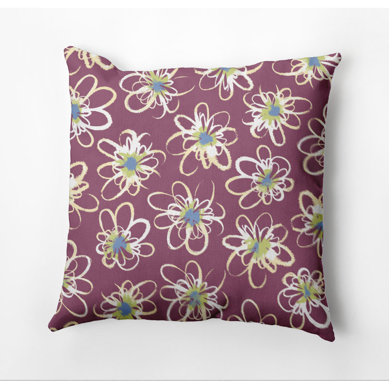 Housse et insert de coussin d'extérieur carré Botanical Blooms, 18 po x 18 po, Mauve