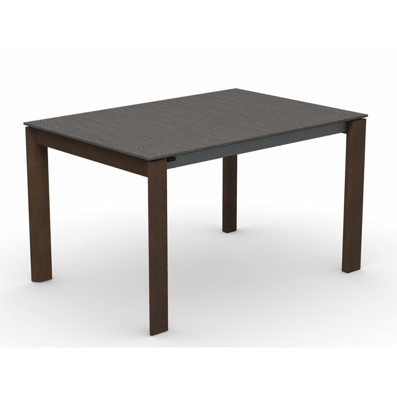 Eminence Extendable Solid Wood Dining Table, Matte Optic White, 35.5" W x 51.25" L, Beton Gray Melamine