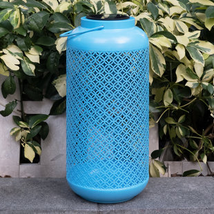Outdoor Metal Solar Powered Lantern 17"H
