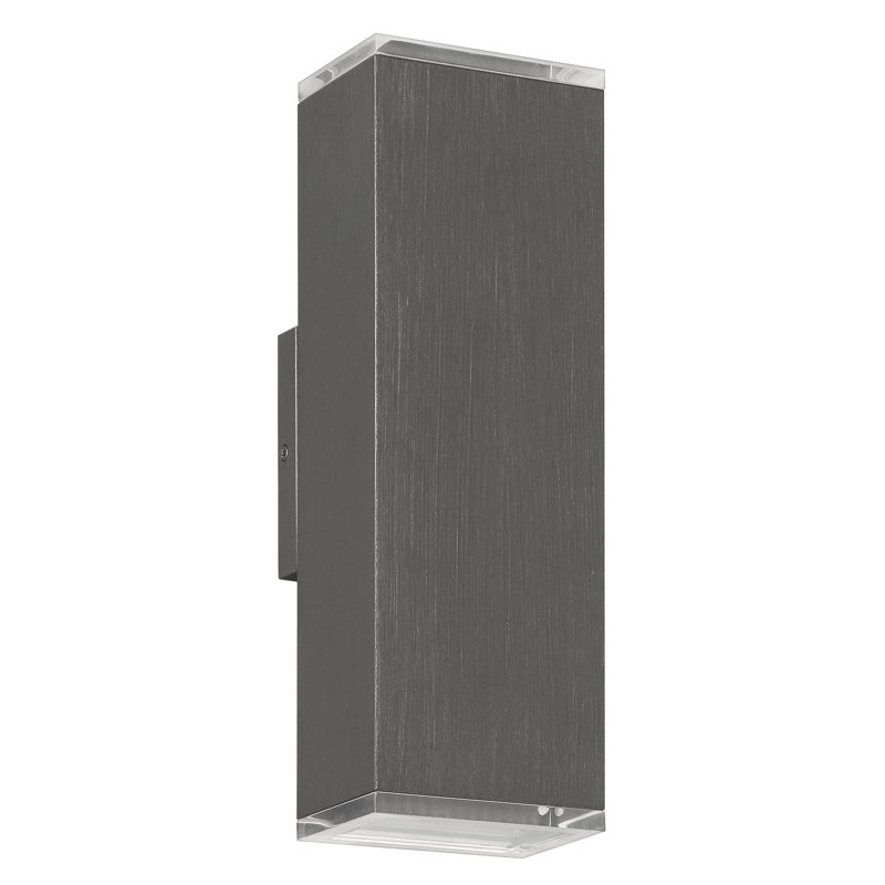 Serra 14-inch 2-light Graphite LED Exterior Wall Sconce, 14" H x 4.5" W x 3.75" D, Gray