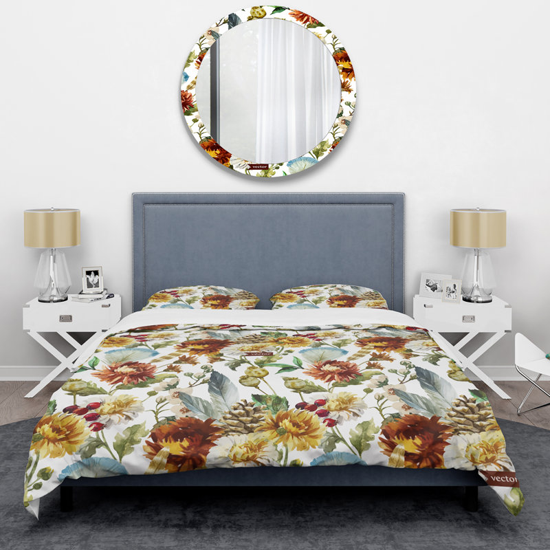 Fleurs de bohème multicolores - ensemble de housse de couette floral - microfibre de polyester