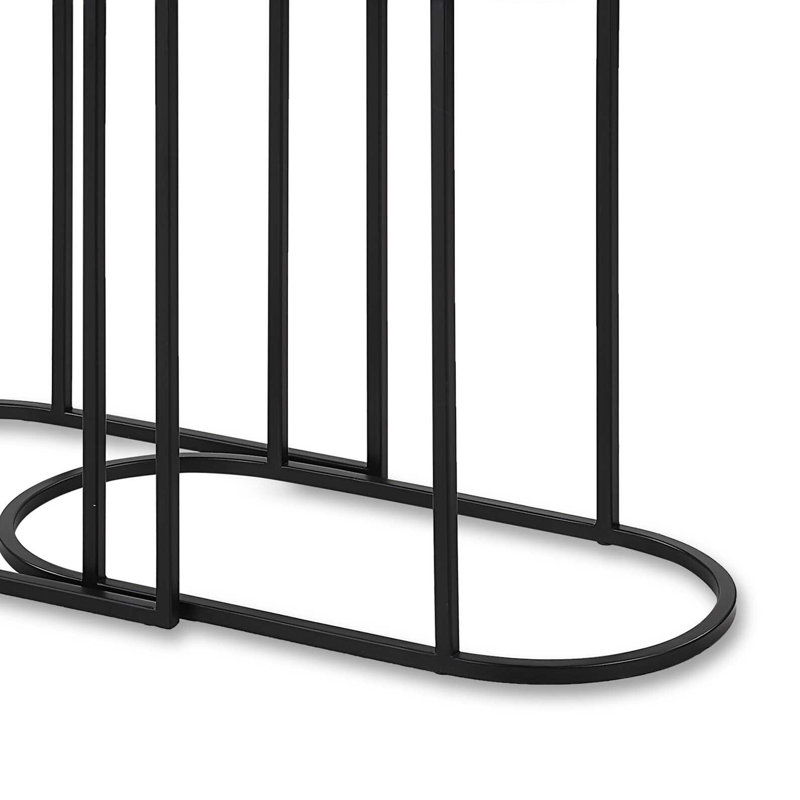 Ensemble de 2 tables gigognes Valo, plateau ovale en verre, noir mat rétro, Noir mat