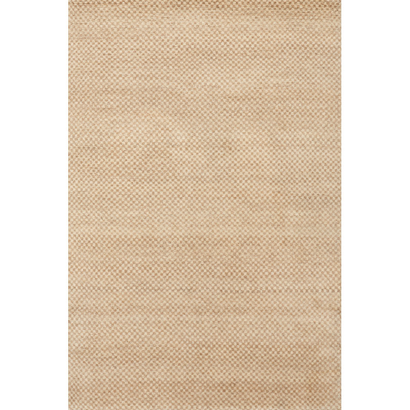 Pierce Wheat Hand Knotted Wool Rug, Rectangle 5' x 8'
