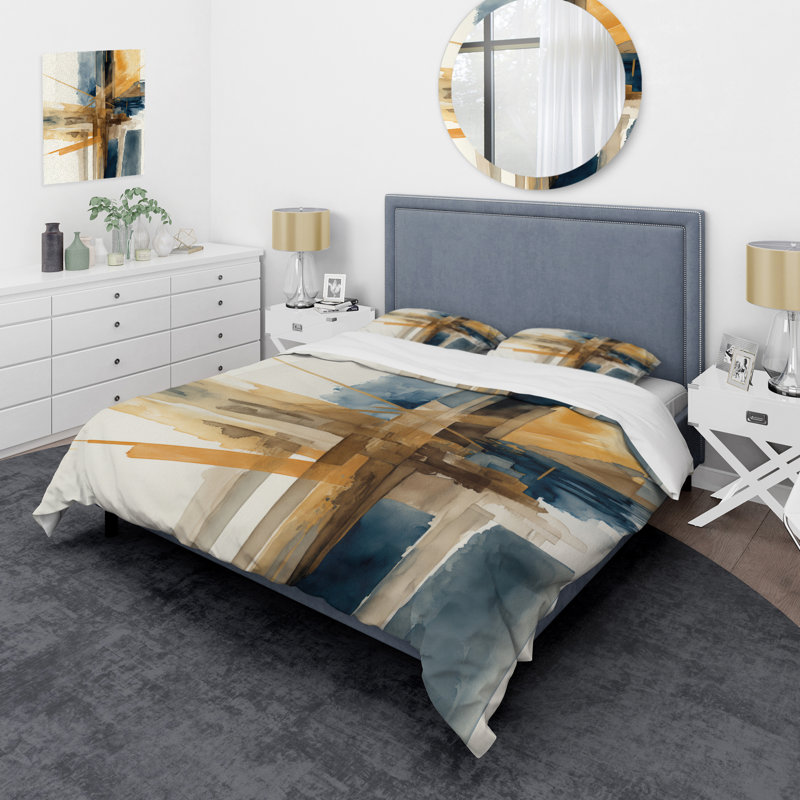 Modern Watercolor Abstract I - Ensemble de housse de couette en spirale moderne - Polyester en microfibre
