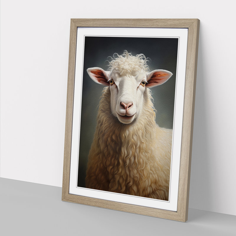 Sheep Realism - Framed Print, Oak , 46cm H x 34cm W x 2cm D