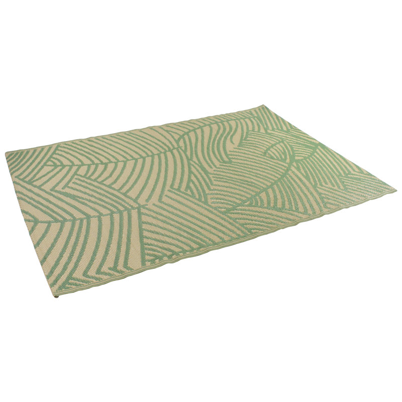 4' x 6' Green and Tan Palm Leaf Outdoor Area Rug