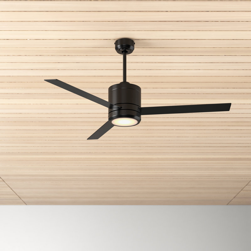 52'' 3 Blade Ceiling Fan with LED Light Kit, Black