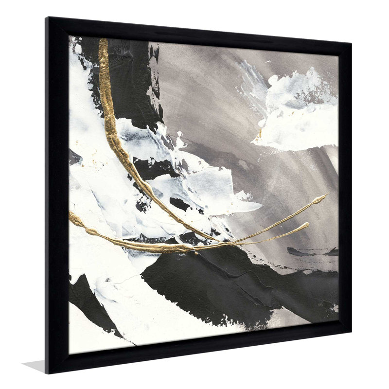 " Gilded Arcs I ", 21.5" H x 21.5" W x 0.75" D, Black Framed