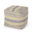Pouf en tissu artisanal de style western, beige et bleu
