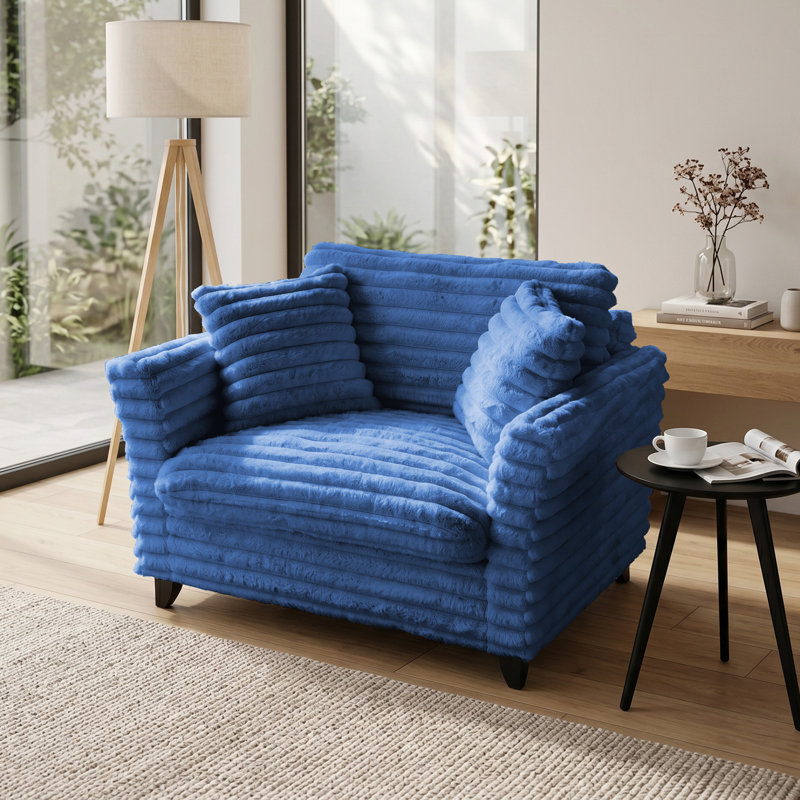 Fauteuil d'appoint surdimensionné à assise profonde avec coussins pour salon, Blue