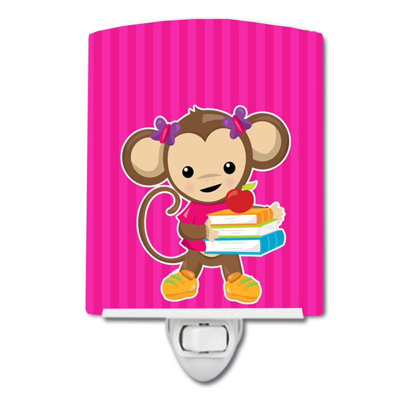Monkey and School books Ceramic Night Light