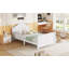Lit simple pour enfants avec tête de lit, pied de lit et rangement sous le lit, plateforme en bois blanc-45088278-45088279