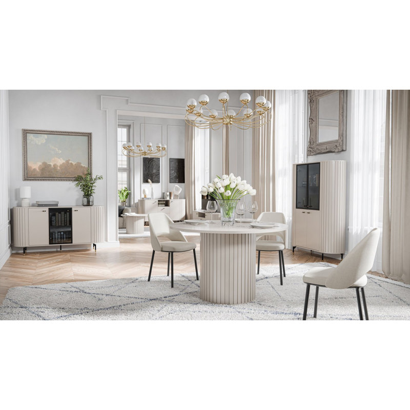 Zante round table 120 cm grooves, Taupe