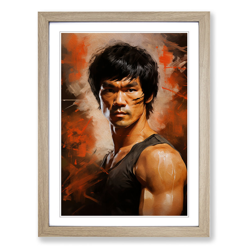 Bruce Lee Digital - Framed Print, 46cm H x 34cm W x 2cm D, Oak Framed