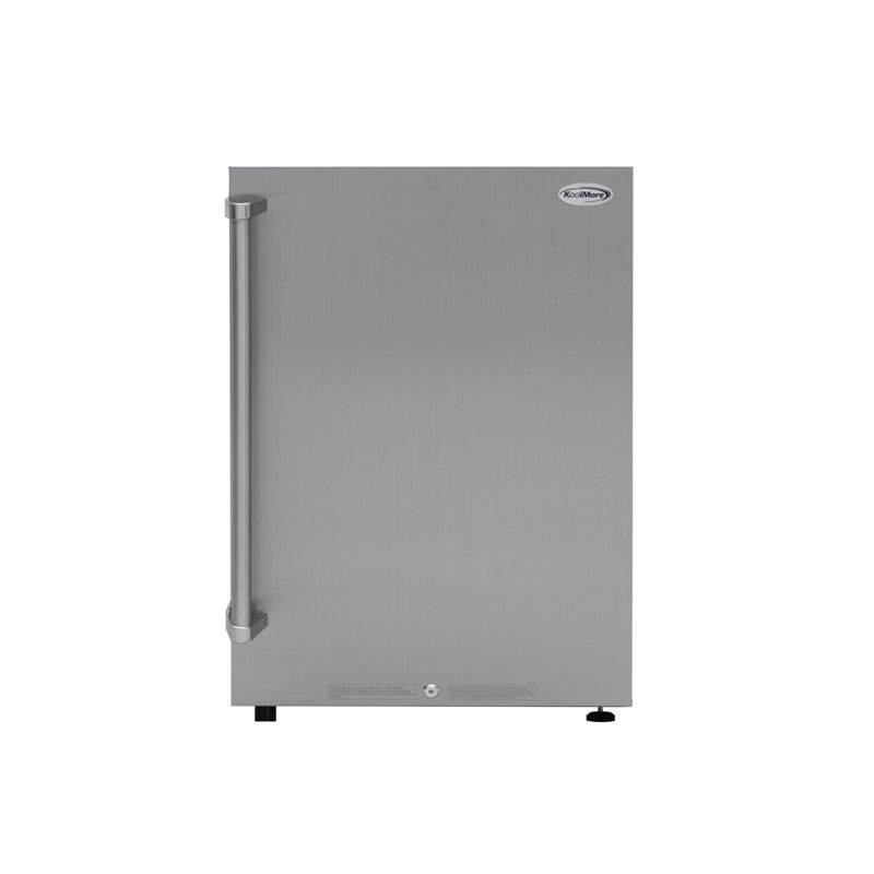 Réfrigérateur d'extérieur 21 po avec indice de protection IPX 4 et tablettes en verre de 4,4 pi³ en acier inoxydable (km-OKS-OFRC-44SS)