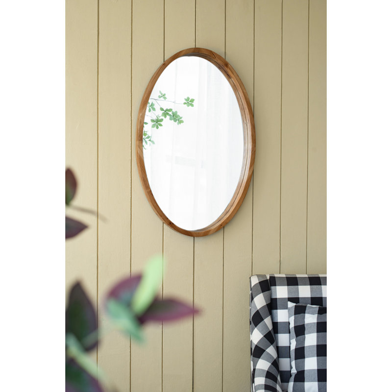 Miroir de salle de bain ovale à cadre en bois