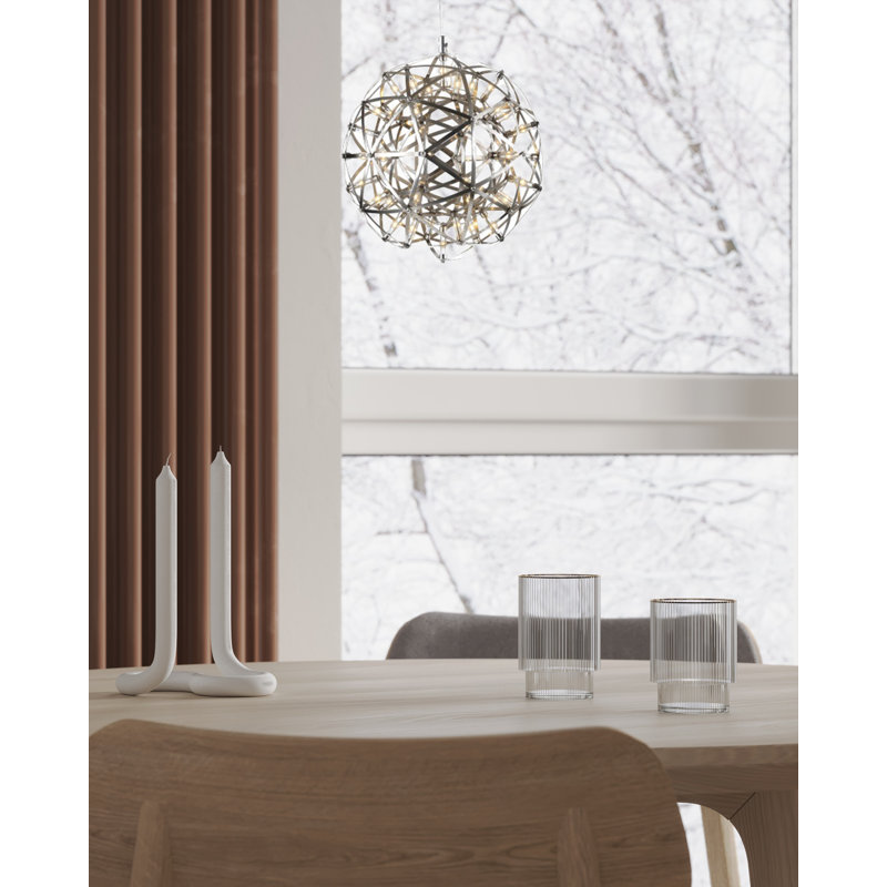 Menke Modern LED Stainless Steel Globe Chandelier, 12" H x 12" W x 12" D
