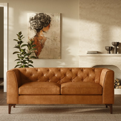 Peale 74" Genuine Leather Square Arm Sofa