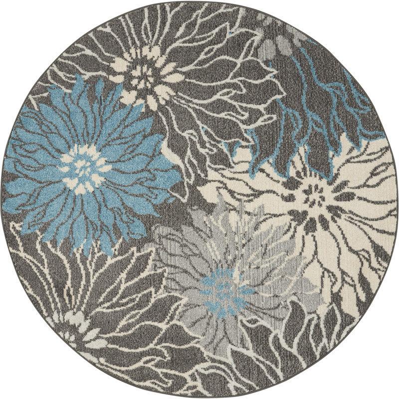 Floral Indoor Rug, Round 5'3"