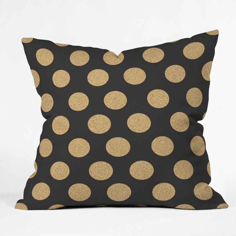 Coussin décoratif, 18 po x 18 po, Noir / or