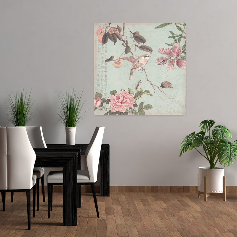 Art mural chinois, oiseau chinois contemporain, nature, H 36 po x l 36 po