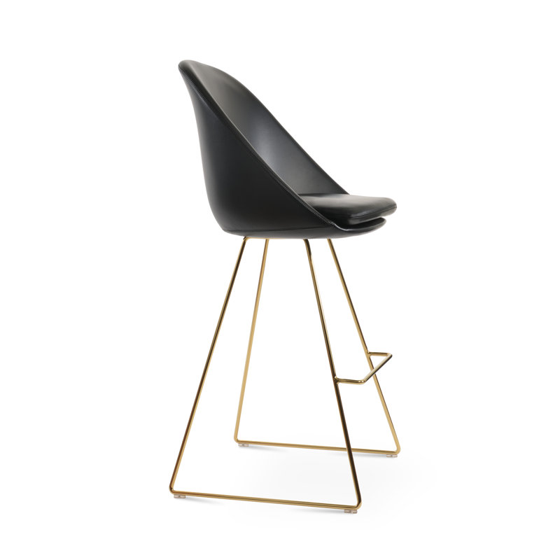Avanos Wire Counter/Bar Stool in Gold, Black, Counter Stool (23.2” Seat Height)