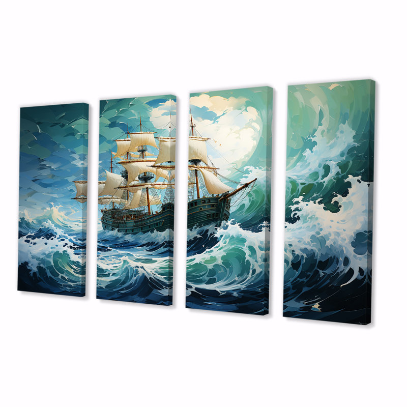 The Pirate Boat Odyssey S Voyage I - Classics, art mural 4 pièces, H 32 po x l 64 po
