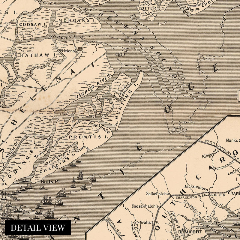 " 1860 Port Royal Sound Region " Print, 24" H x 36" W