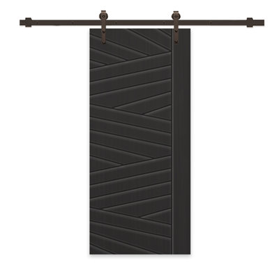 Porte de grange à panneaux et en bois manufacturé avec quincaillerie d'installation