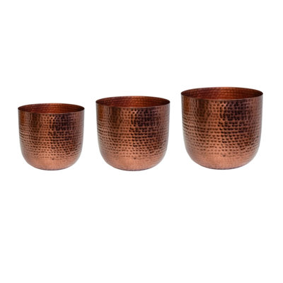 Felix Hammered Metal Planter Set