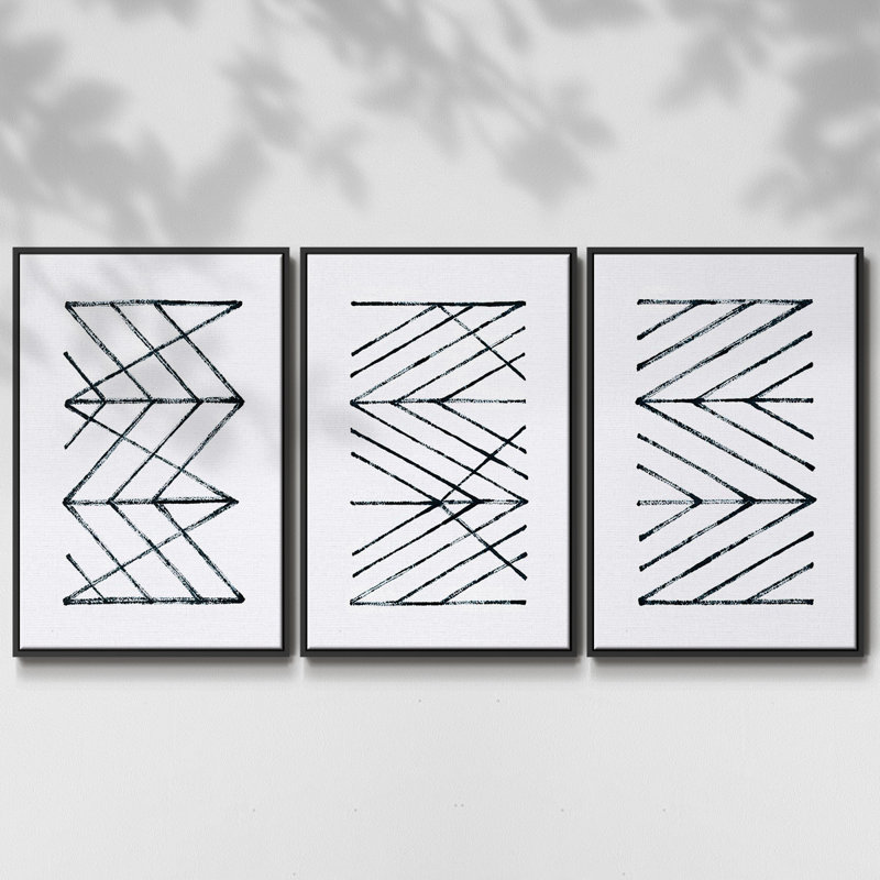 Ensemble de 3 pièces encadrées sur toile, H 36 po x l 72 po, Noir