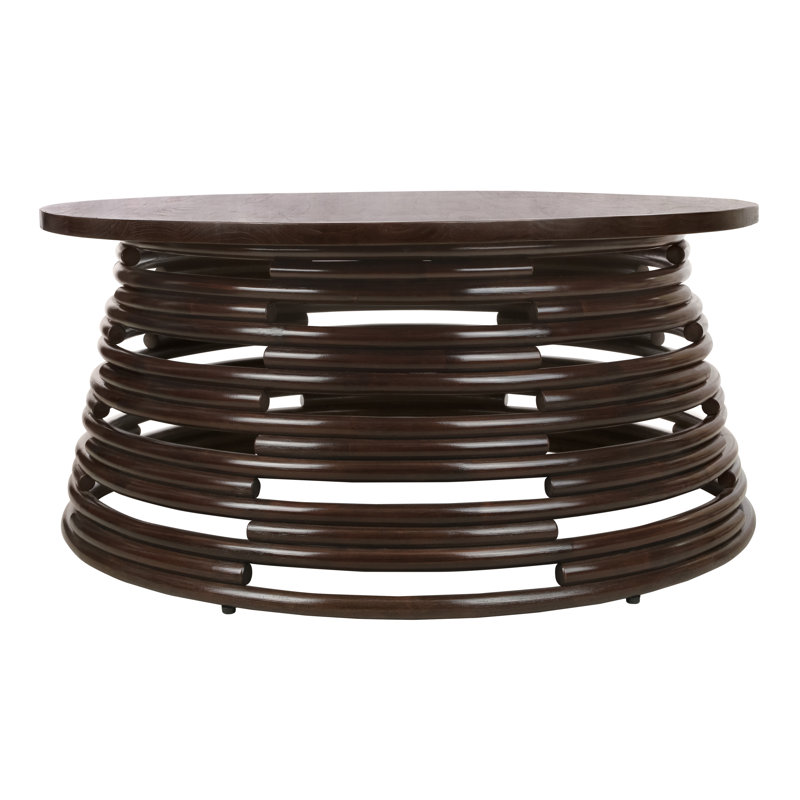 Zeke Rattan Round Coffee Or Side Table, Espresso Brown, Espresso Brown