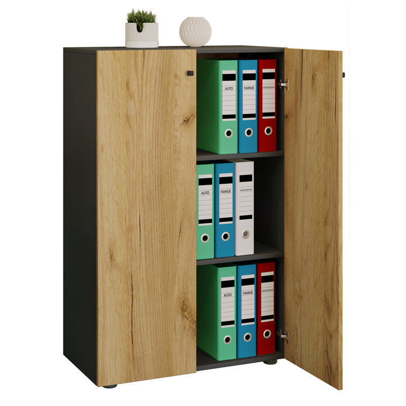 Requita Storage Cabinet, Black/Natural