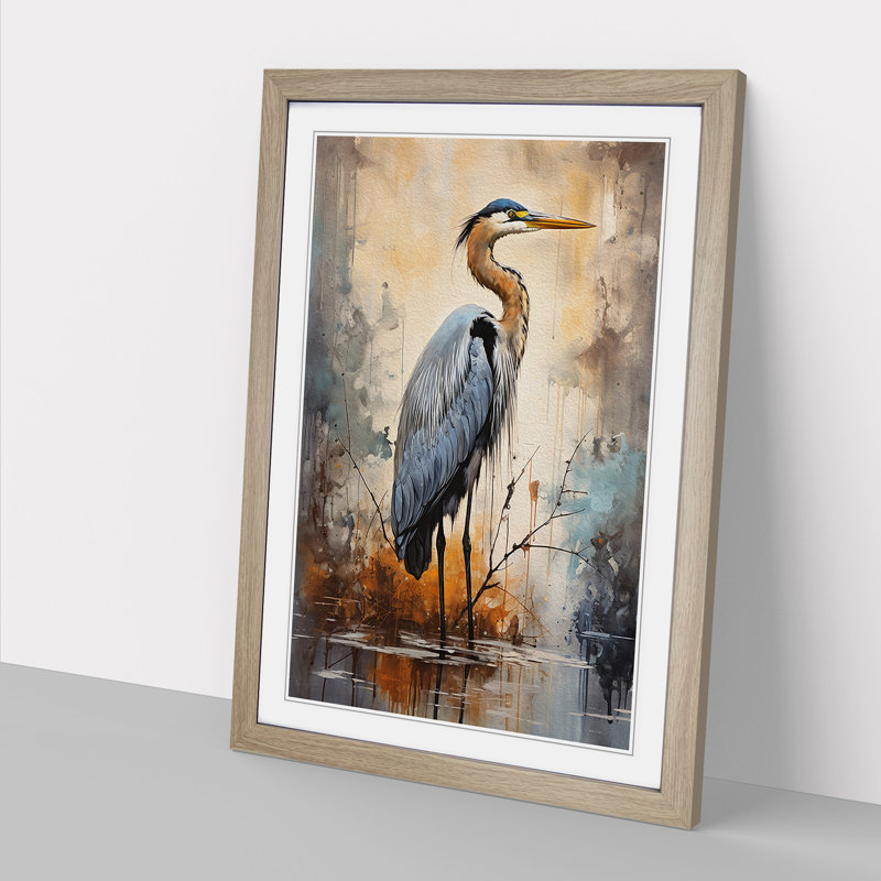 Heron Modern Art - Framed Print