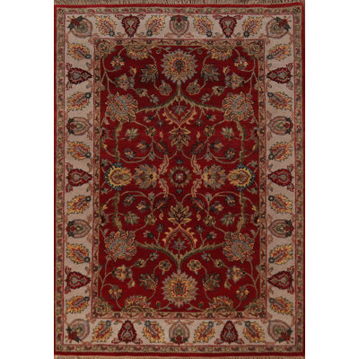 All-Over Floral Red Agra Oriental Rug 4x6