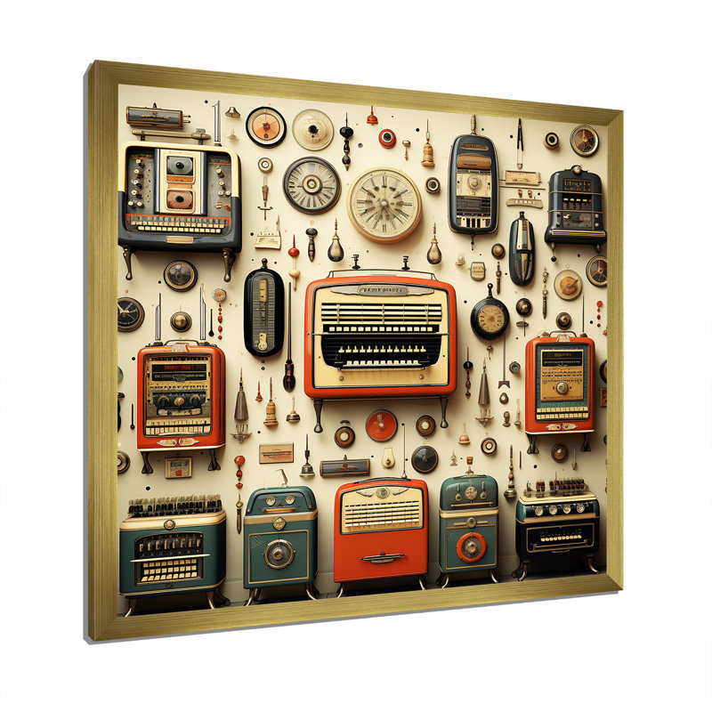 Nostalgic Jukebox Tunes 4 - Jukeboxes, art mural, H 36 po x l 36 po x P 1,5 po, Cadre doré simple